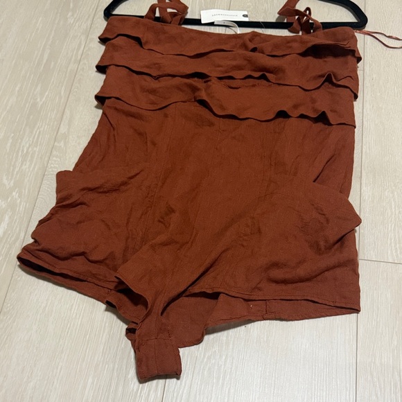 Anthropologie Terracotta Layered Pocketed Romper - Picture 6 of 8